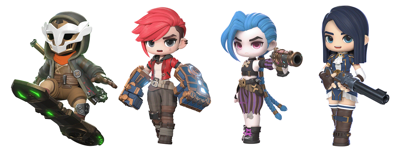 3D神秘Caitlyn角色Chibi jinx英雄联盟lol Netflix VI-01.png