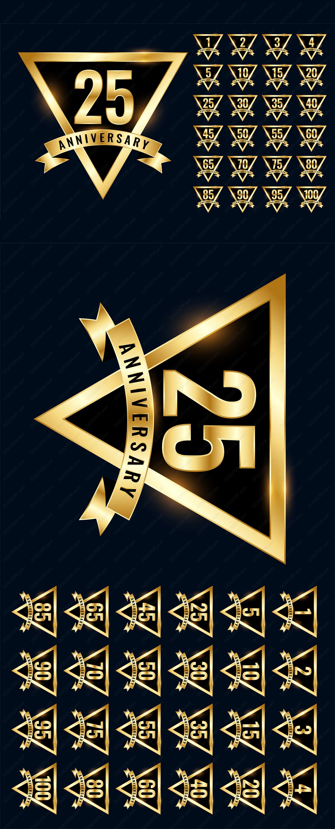 06134_豪华金色周年庆纪念标签三角绸缎元素矢量EPS素材.jpg
