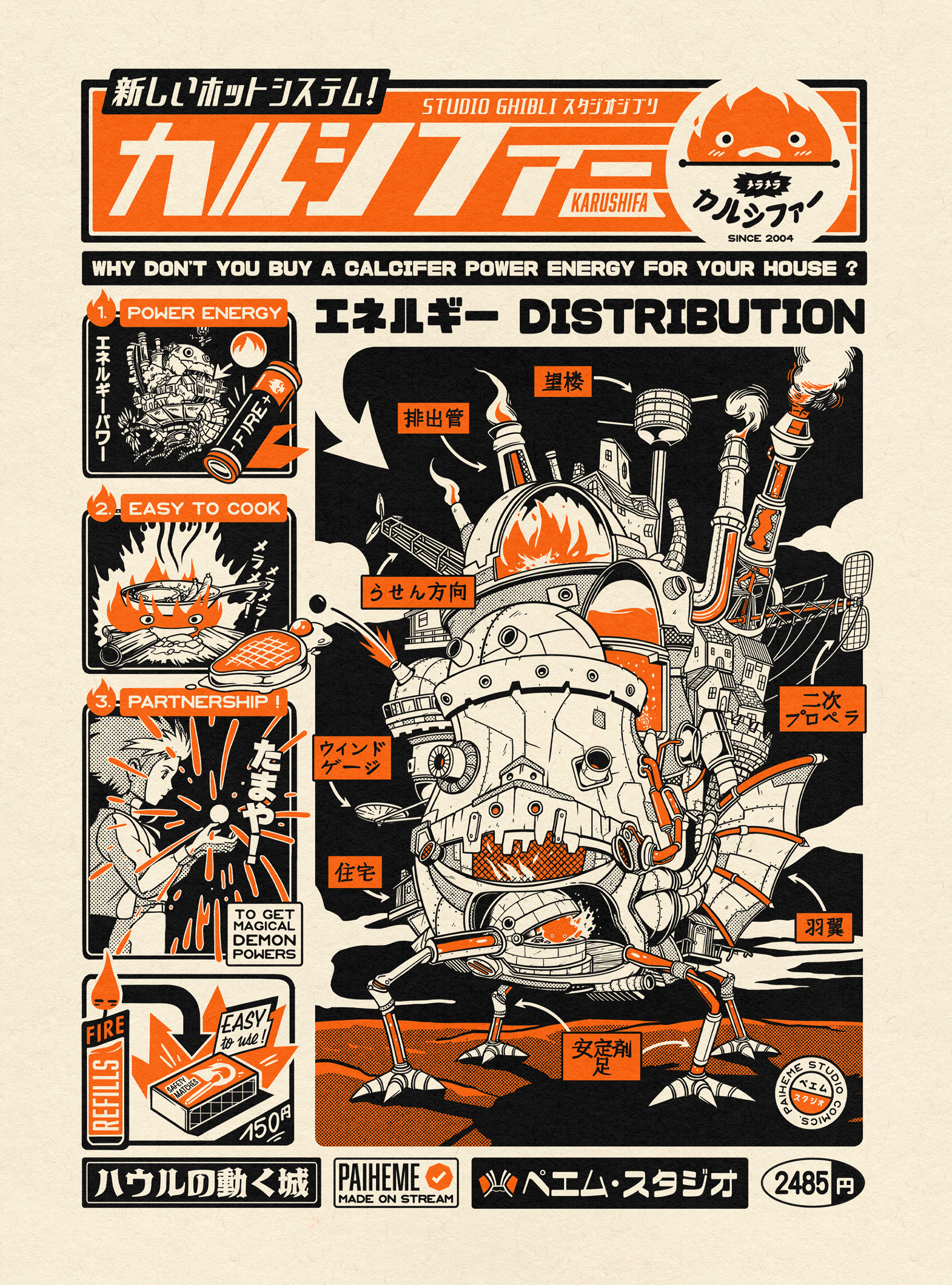 动画Calcifer扇艺术Ghibli嚎叫的动人城堡插图宫崎骏电影帕西米海报-11.png