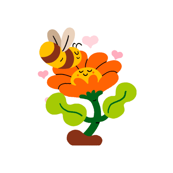 蜜蜂 鸟 地球 花 自然 太阳 树可爱插画-06.gif