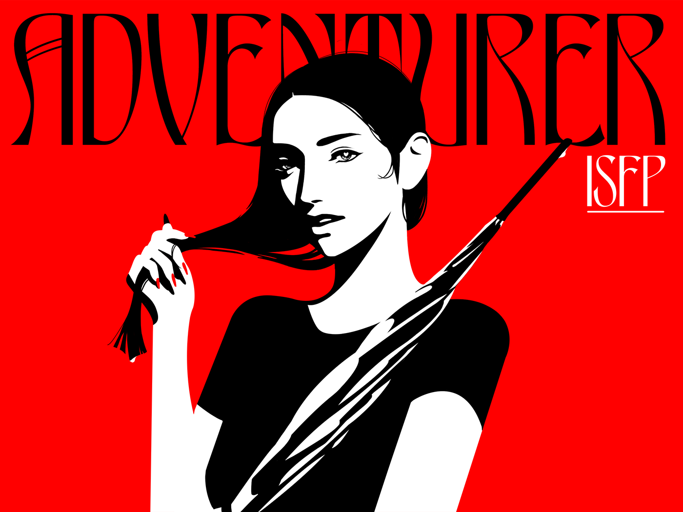 红底黑白数码矢量人物肖像画插画设计-06.png