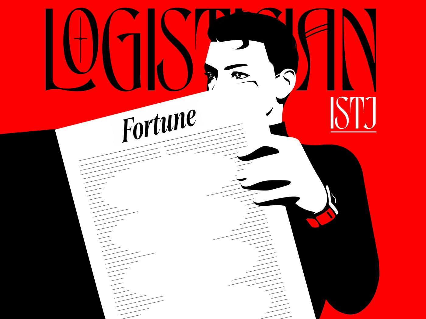 红底黑白数码矢量人物肖像画插画设计-11.png