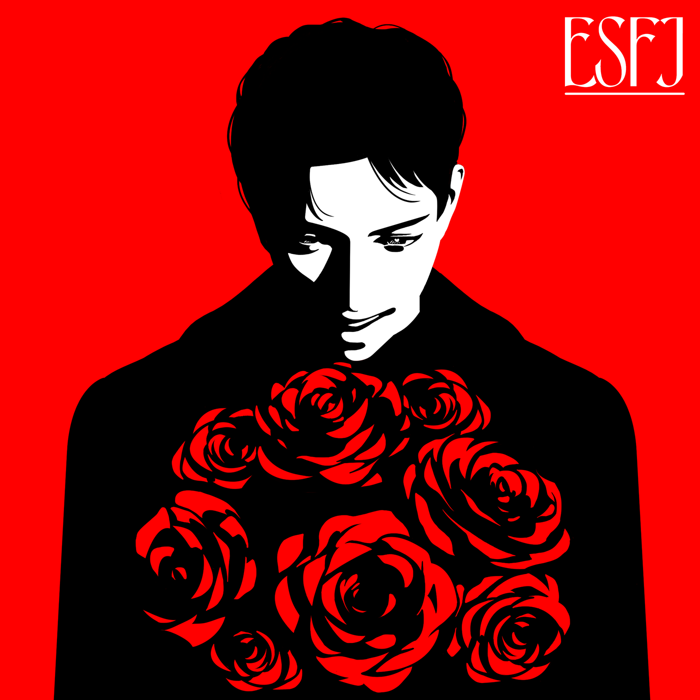 红底黑白数码矢量人物肖像画插画设计-24.png