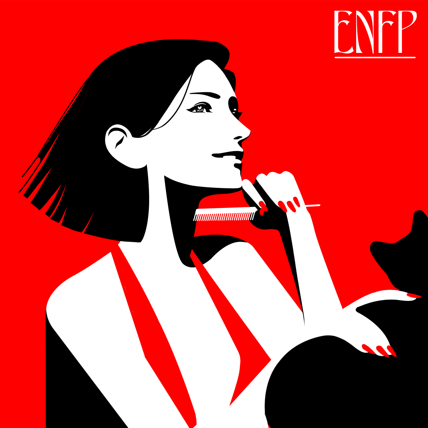 红底黑白数码矢量人物肖像画插画设计-28.png