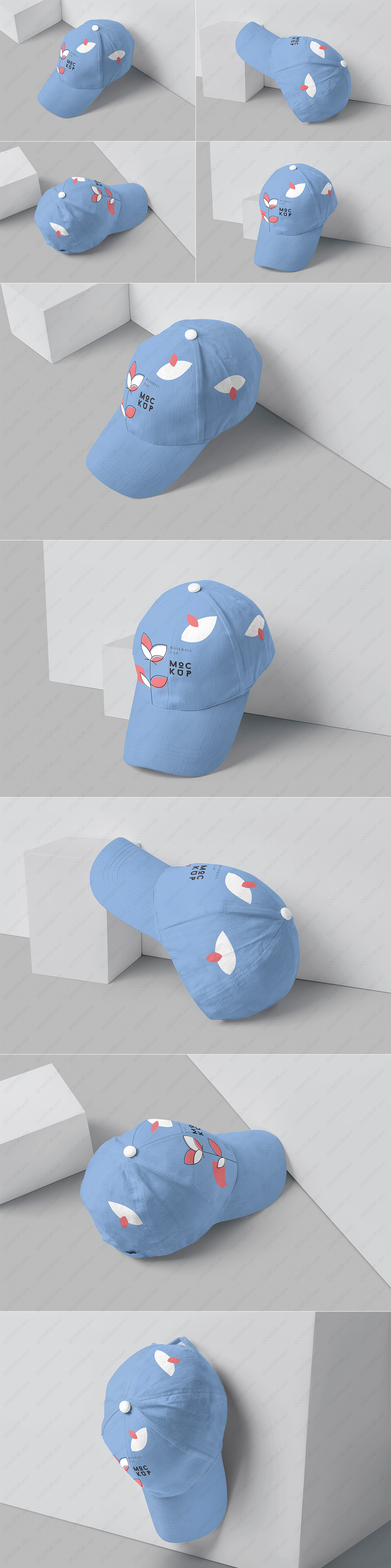 5视角蓝色棒球帽样机PSD模型.jpg