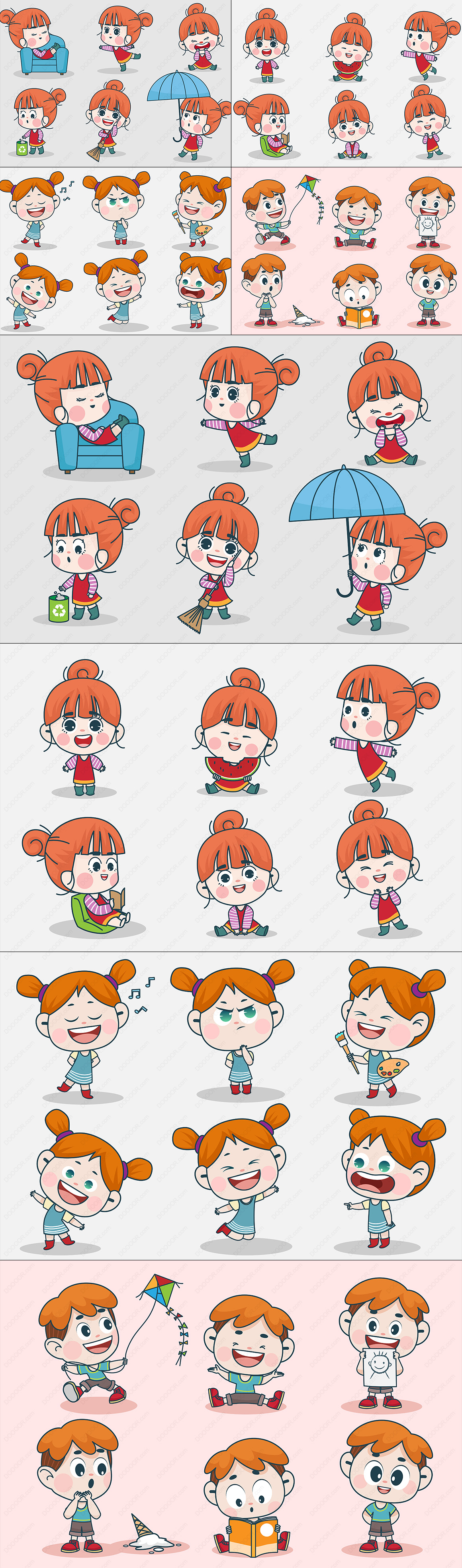 4组卡通小女孩男孩矢量插画素材.jpg