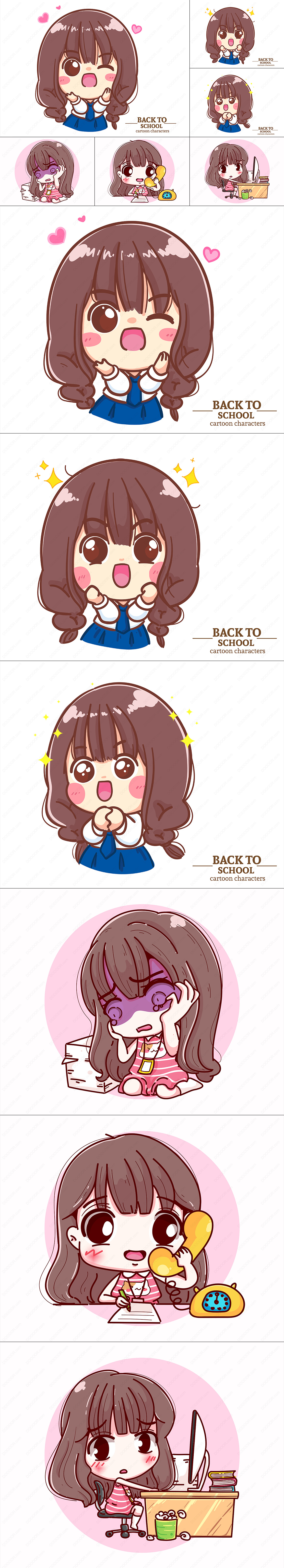 6款可爱乖巧卡通小女孩矢量插画素材.jpg