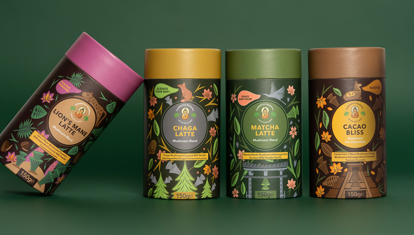 欢乐佛-拿铁系列 咖啡插画包装 英国-Kremmer Branding &amp; Design Studio[13P] (1).jpg