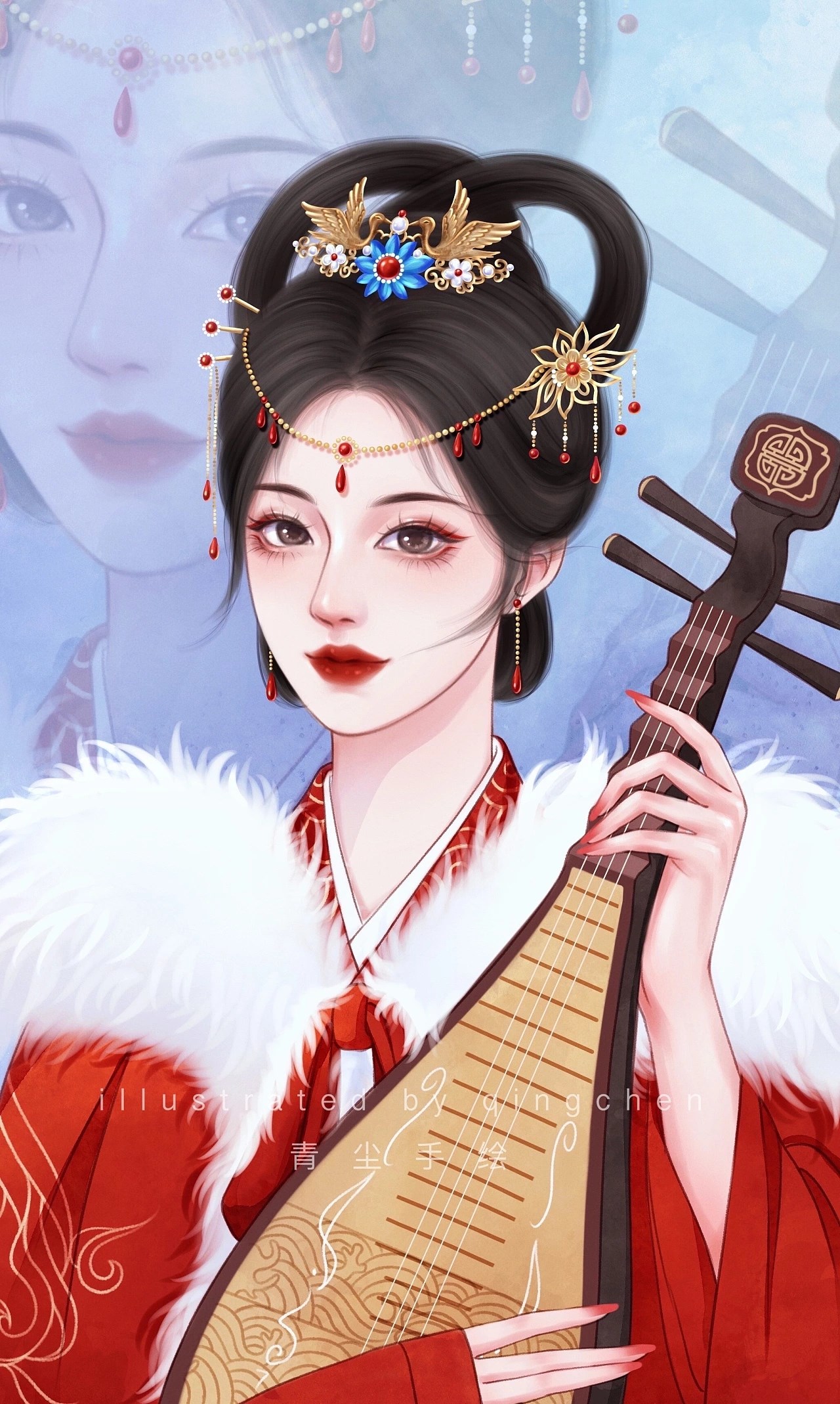 绝美红衣古风女子合集 上海-青尘手绘 [18P] (8).jpg