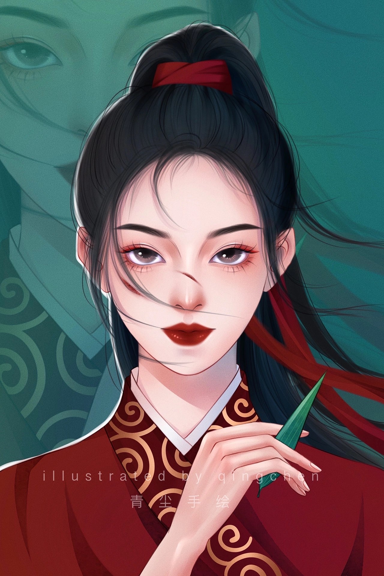 绝美红衣古风女子合集 上海-青尘手绘 [18P] (15).jpg