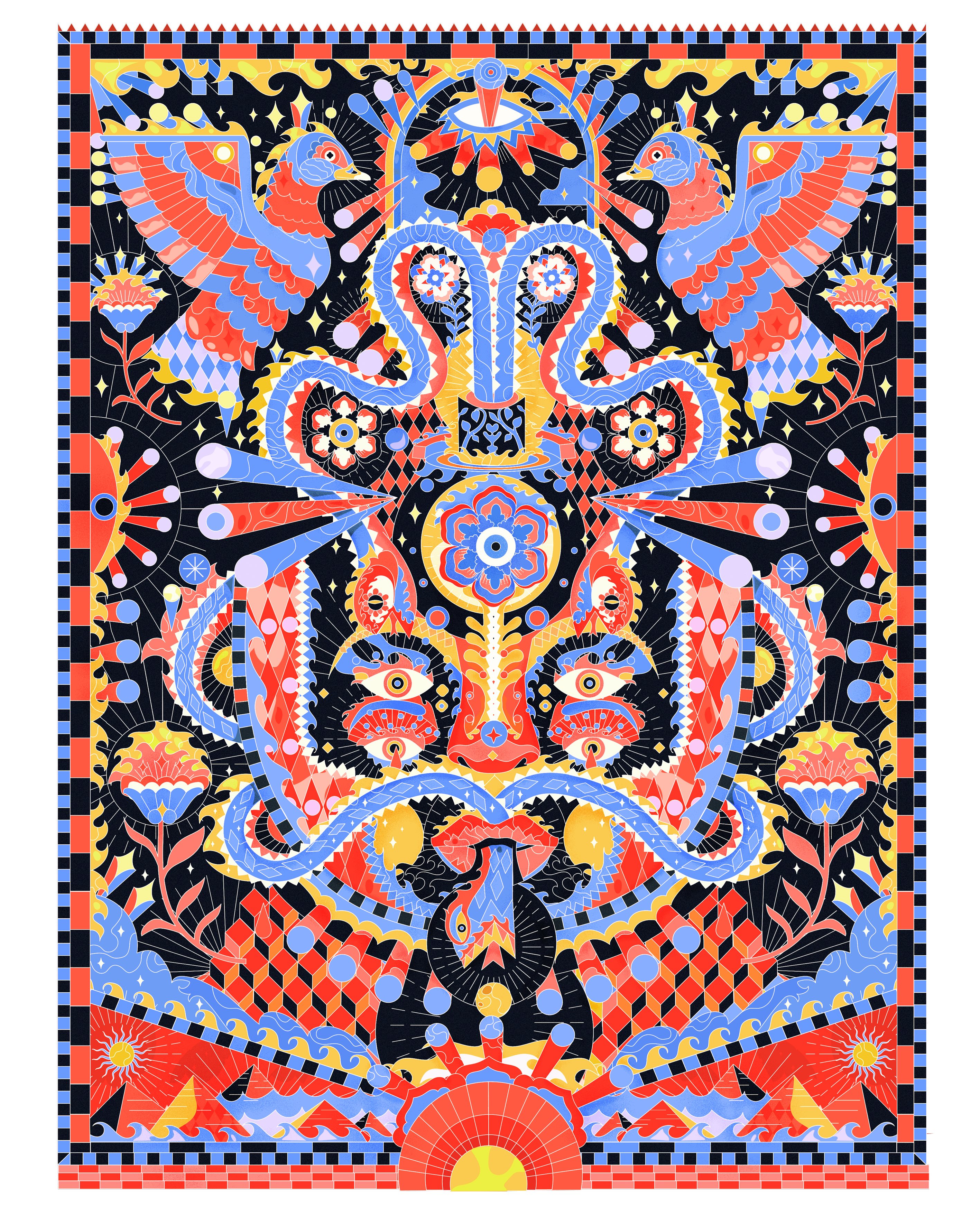 抽象主义 土坯插画 艺术品 数字艺术 数字插图 几何的 图案 迷幻的 迷幻的 向-6.jpg