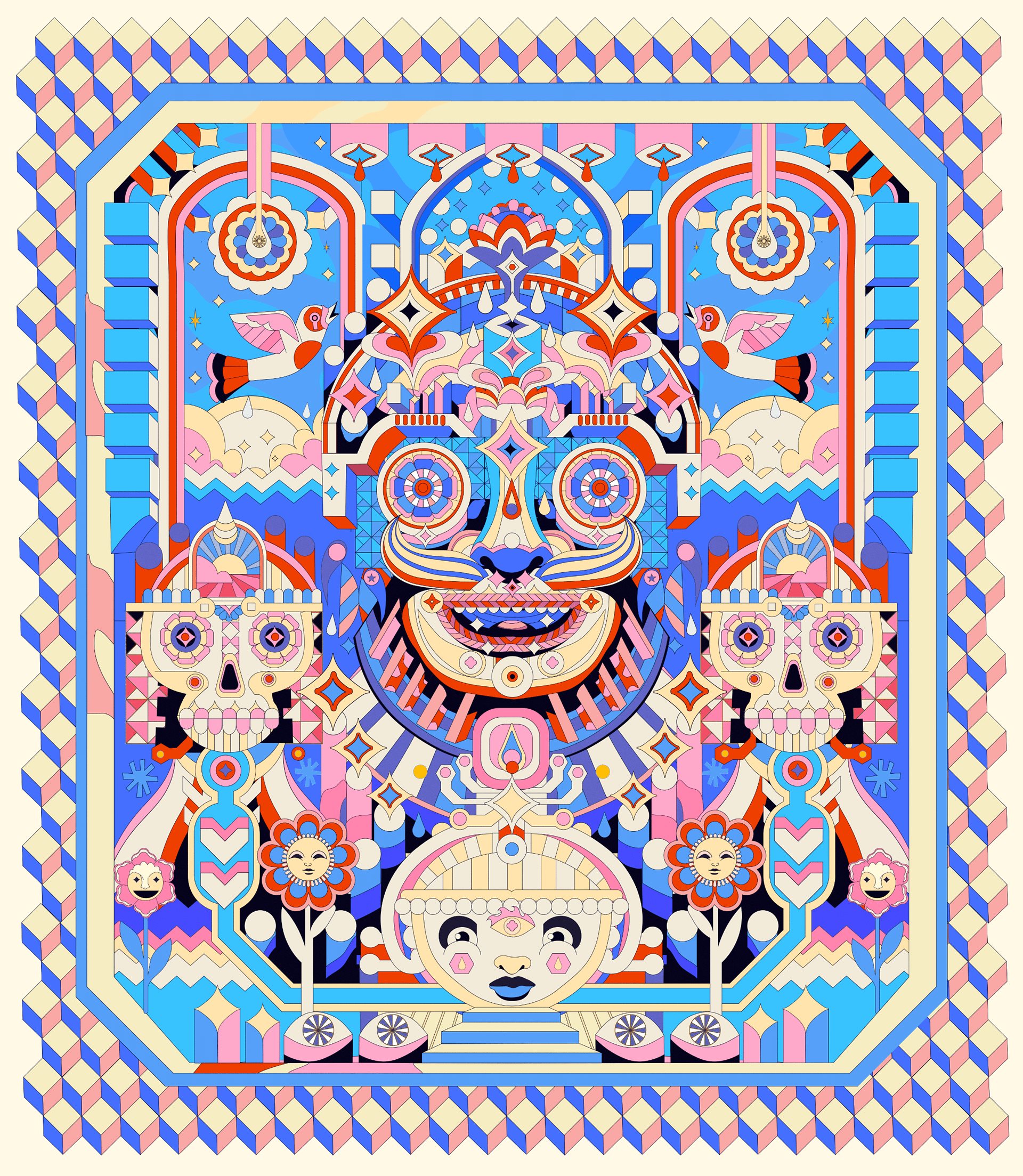 抽象主义 土坯插画 艺术品 数字艺术 数字插图 几何的 图案 迷幻的 迷幻的 向-20.jpg