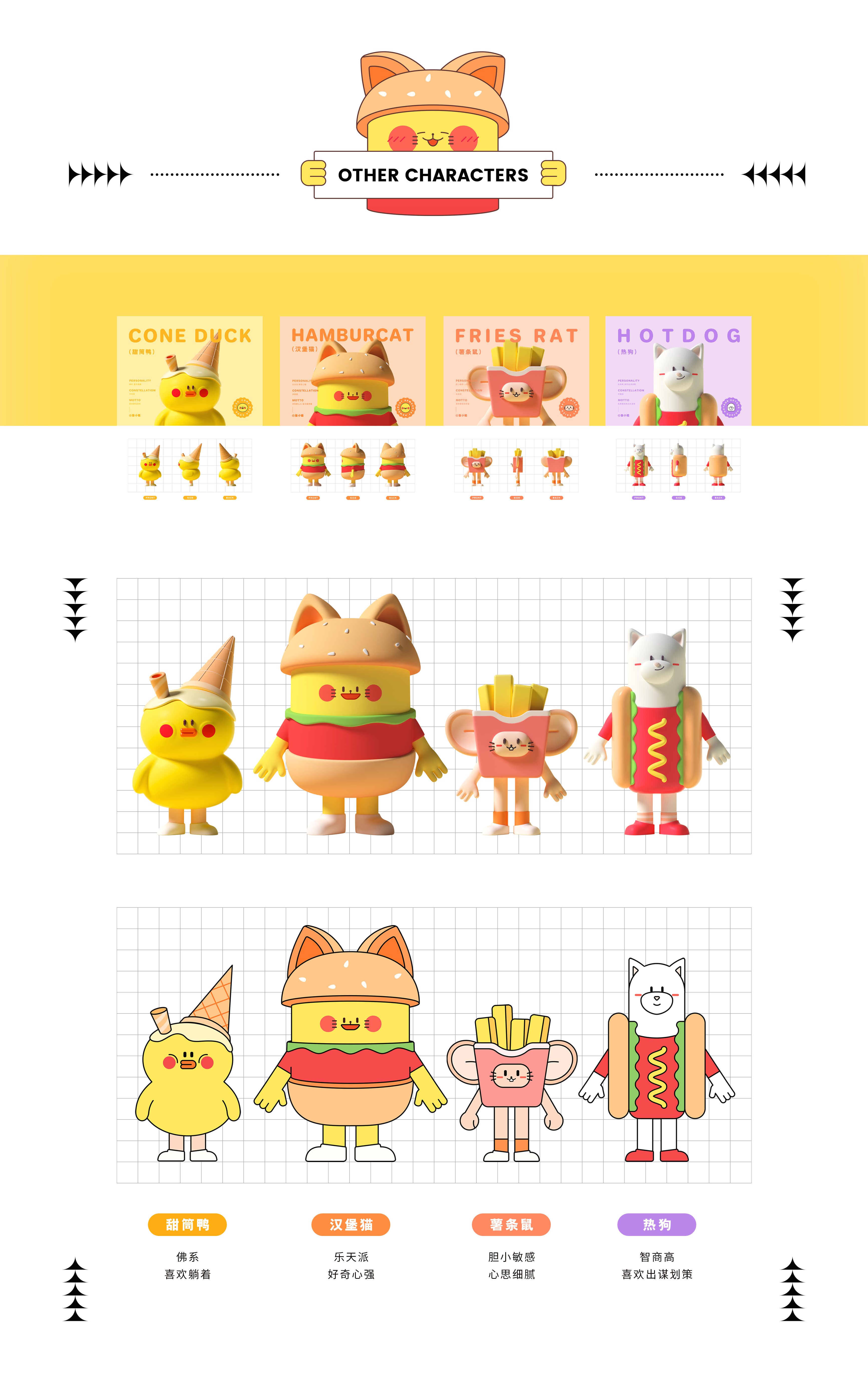 3D c4d 猫 特点 可爱的 食物 汉堡包 知识产权 知识产权设计 吉祥物-05.jpg