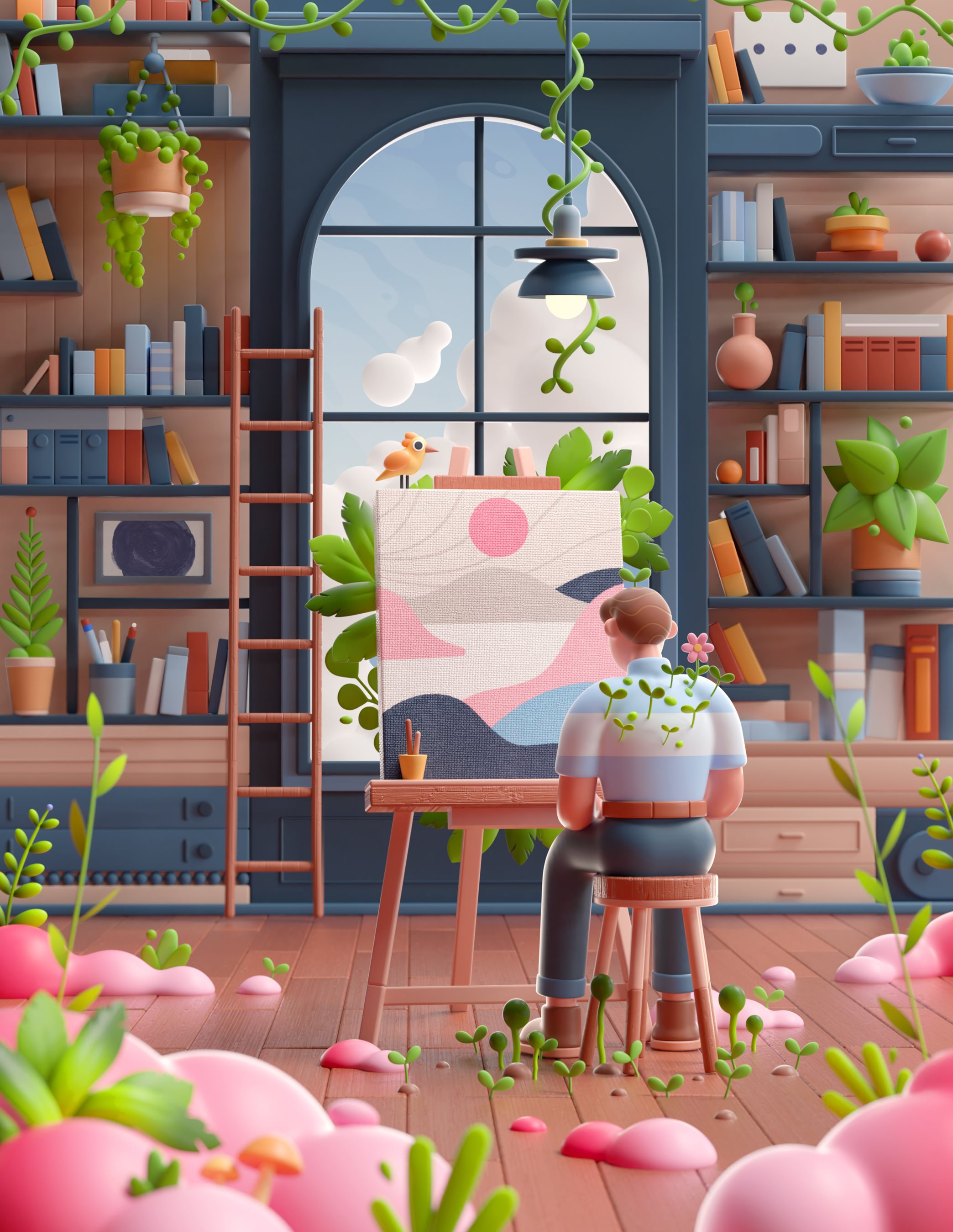 二维 3D 抽象的 艺术 c4d 电脑影像 颜色 设计 插图 自然-08.jpg