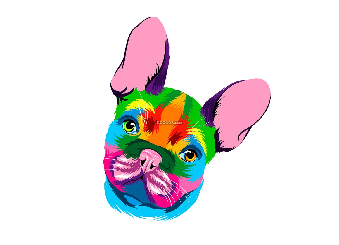 01878_法国斗牛犬头像彩绘插图矢量素材.jpg