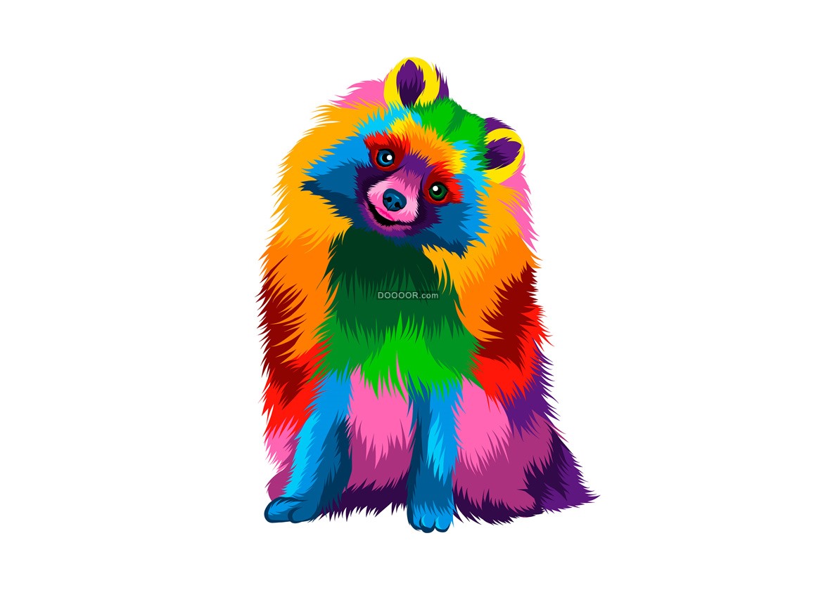 01903_抽象波美拉尼亚犬彩色插图EPS素材.jpg