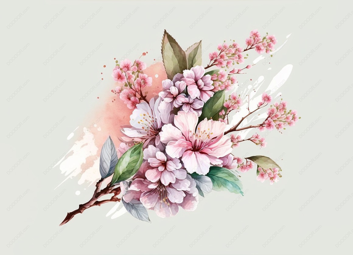 02087_樱花枝叶水彩画风格矢量素材-02.jpg