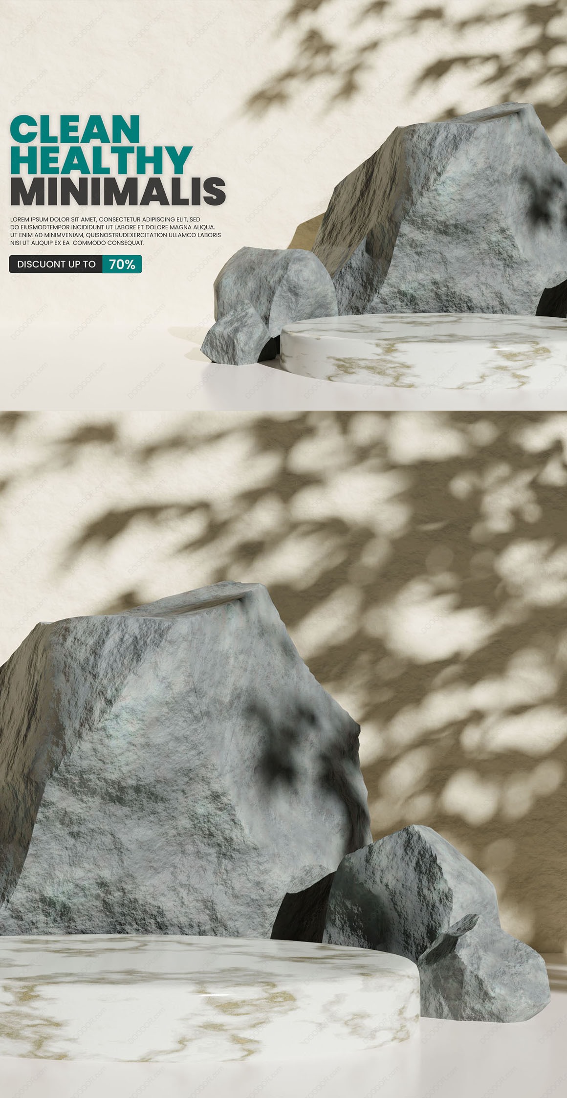 02457_树影点缀岩石背景3D产品展示台PSD模型.jpg