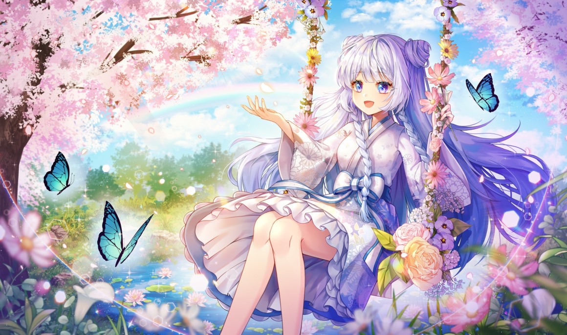 01663_紫色头发长发花朵蝴蝶波动樱花日本服装动漫女孩海韵.jpg