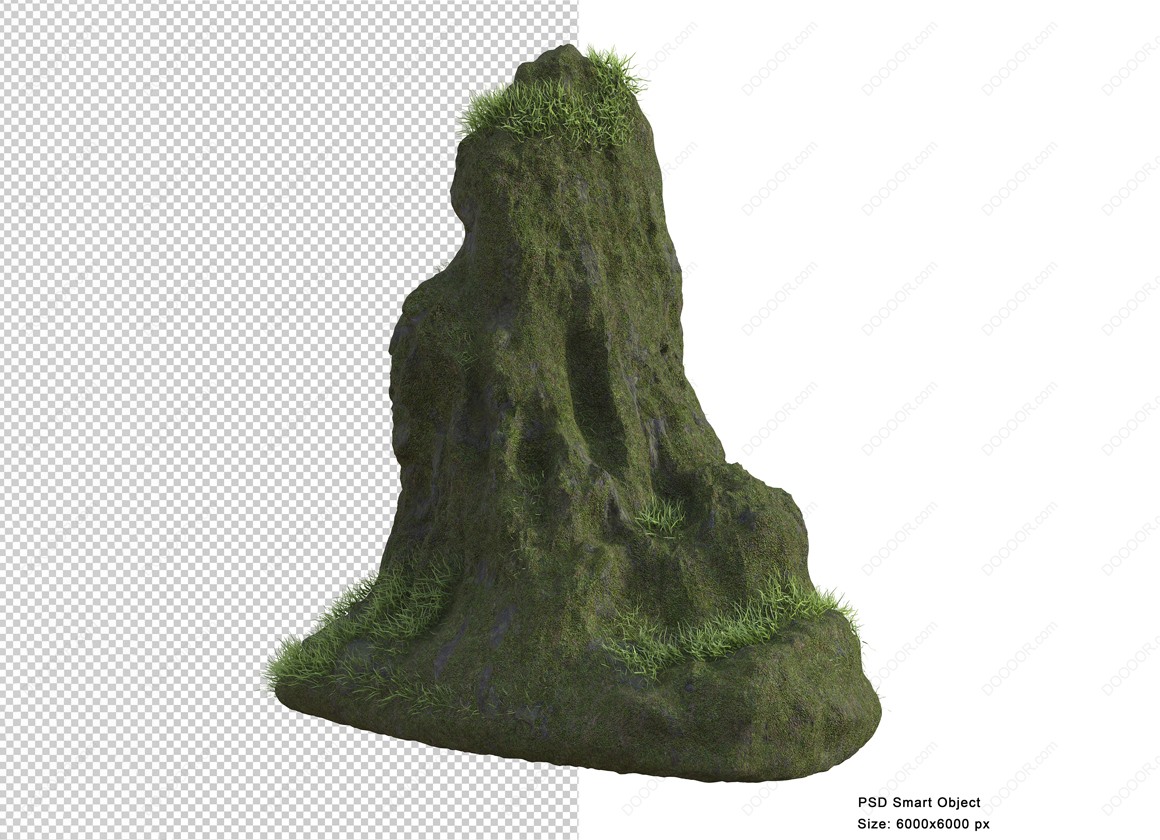 03482_苔藓岩石3D渲染PSD素材.jpg