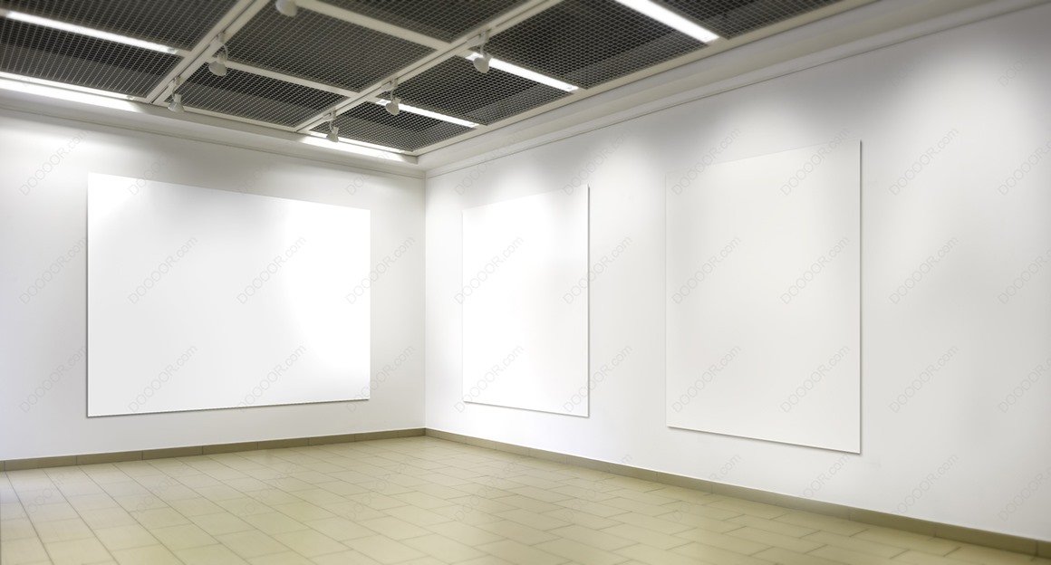 真实室内画廊海报墙展示效果PSD模板素材-8