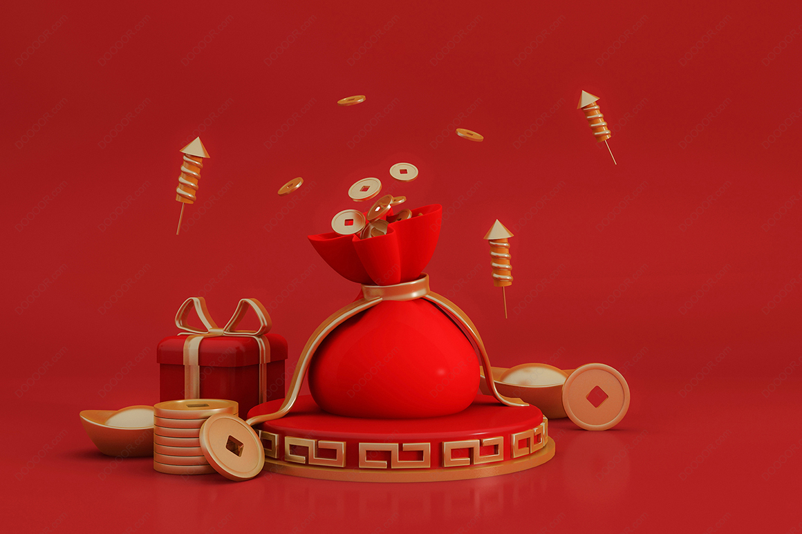 07603_中国新年快乐红色PSD背景福袋钱袋铜钱礼品盒.jpg