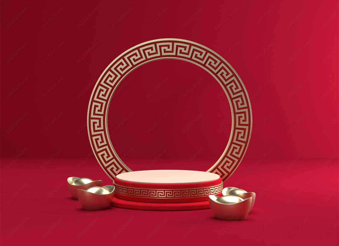 07619_农历新年中国红3D产品展示台圆形传统边框金元宝-03.jpg