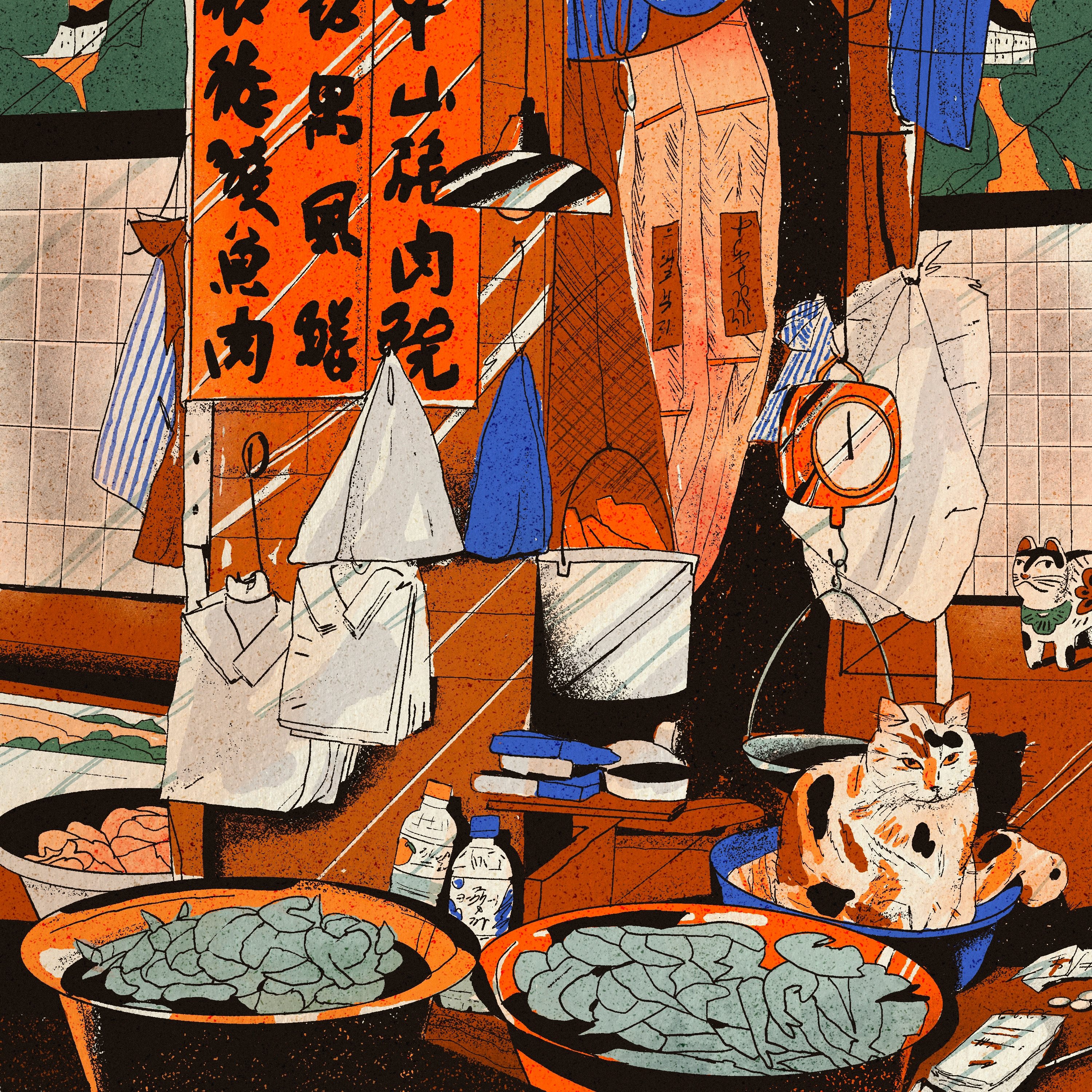 日式居家风人物场景猫猫插画设计-05.jpg