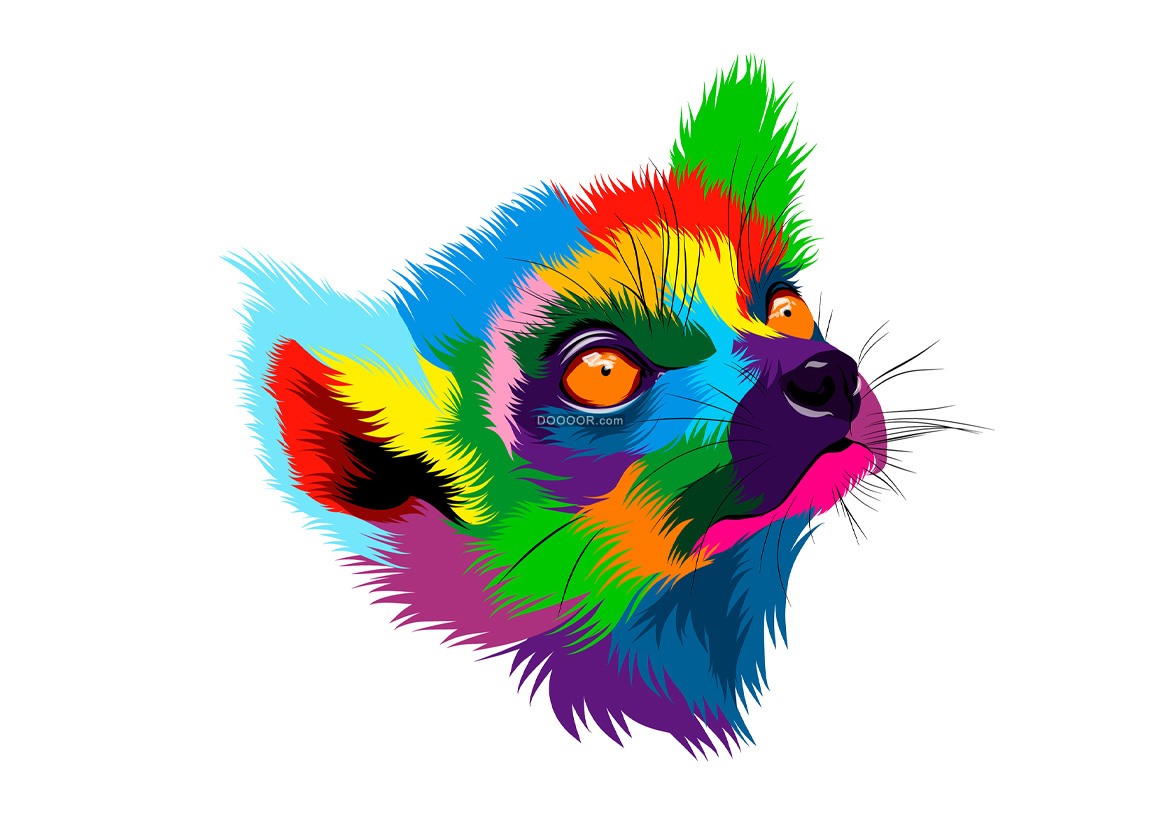 01898_抽象狐猴头像彩绘插图矢量素材.jpg