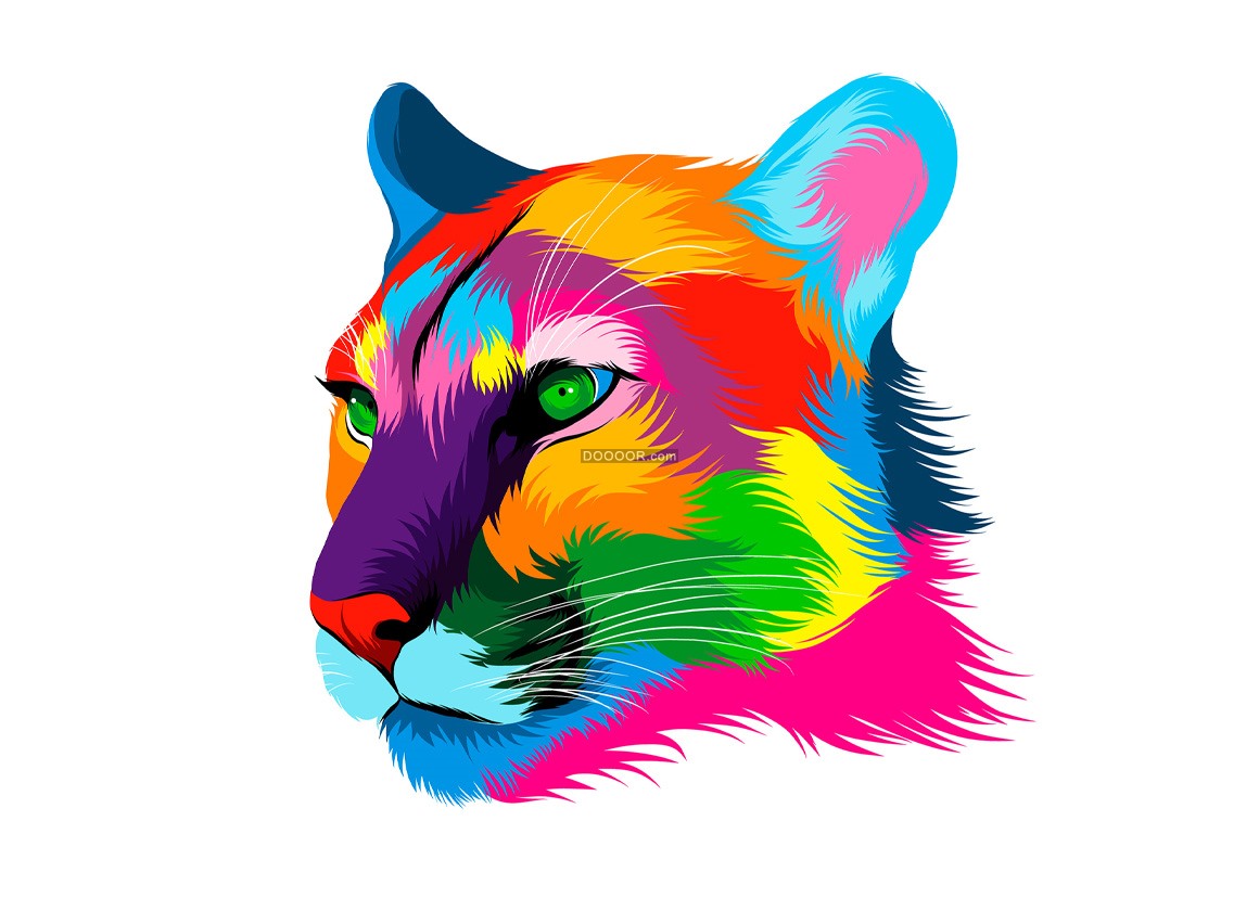 01910_美洲狮头像五颜六色的插图矢量素材.jpg