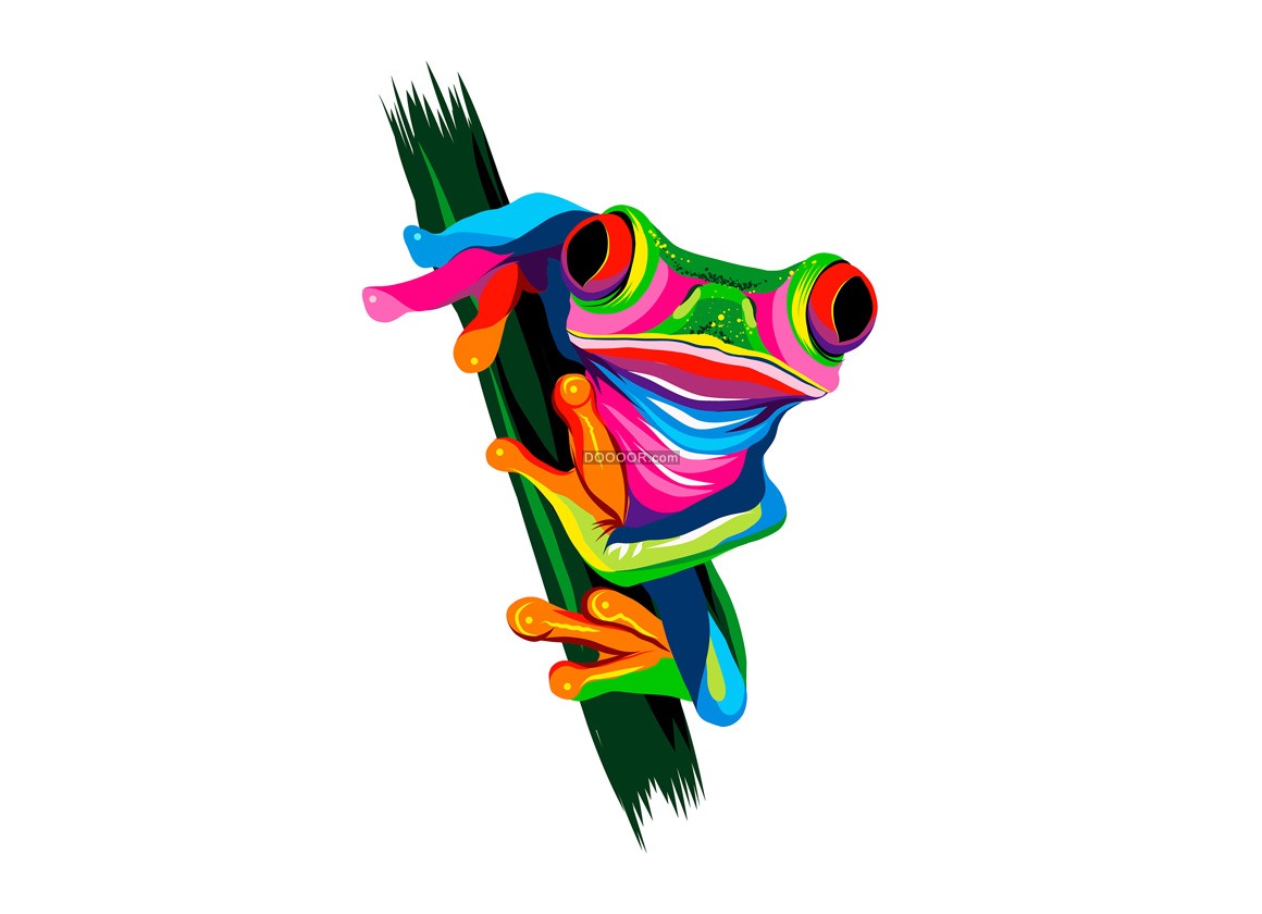 02065_树蛙插图油漆飞溅效果矢量素材.jpg