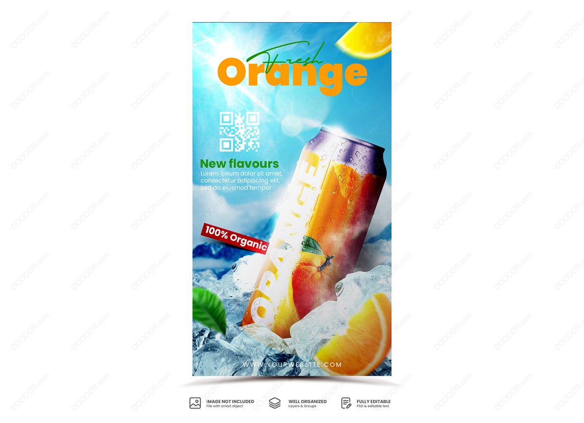 08796_夏季易拉罐橙汁饮料置于冰块中海报模板-01.jpg