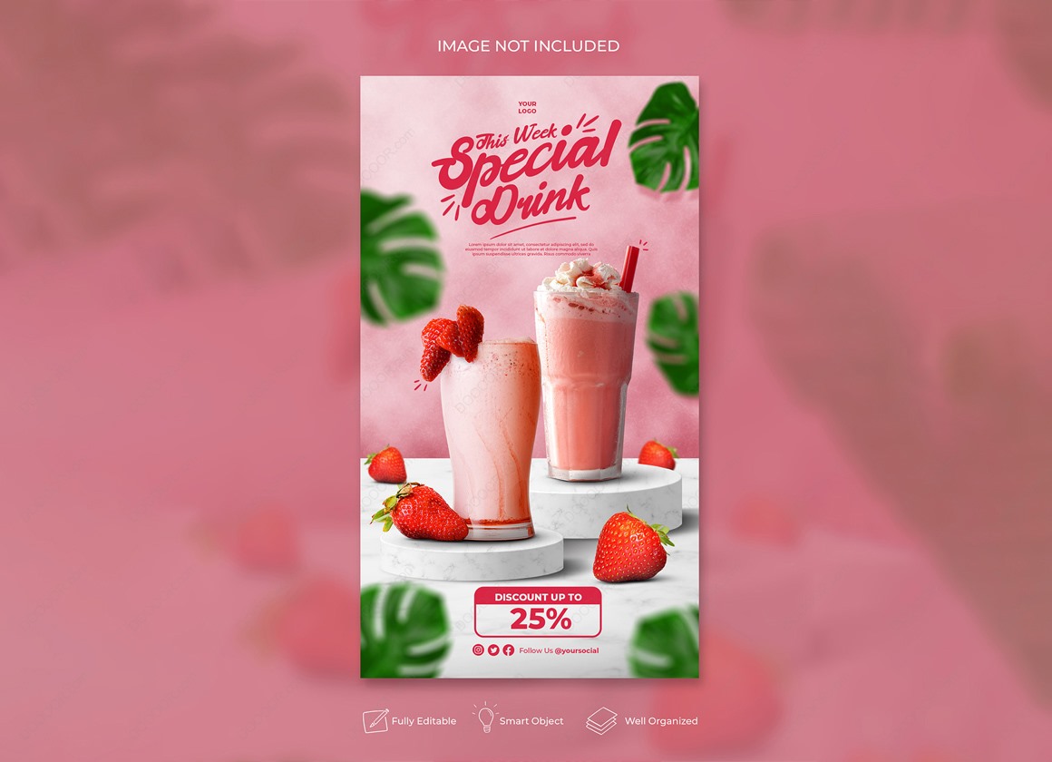 08801_可爱风格粉色背景草莓奶昔甜品店PSD海报-01.jpg