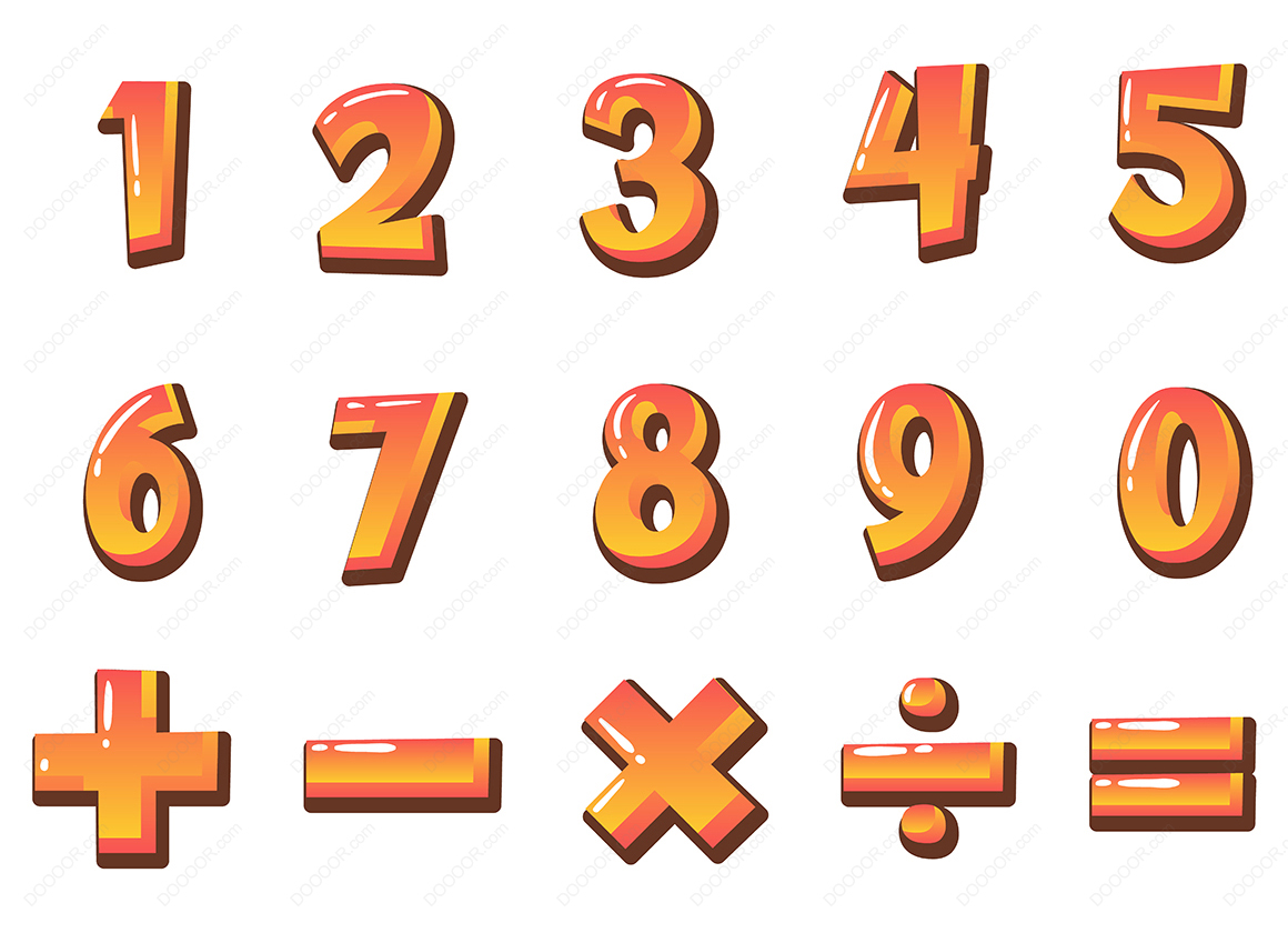 08972_黄色有光泽感数字和数学符号矢量素材.jpg