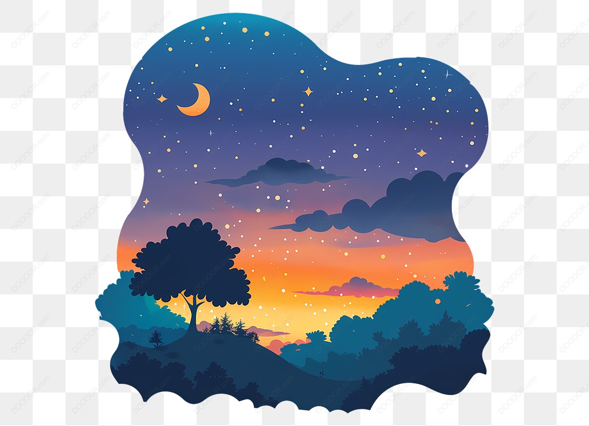 13850_宁静的夜景月光下的树木山脉.jpg