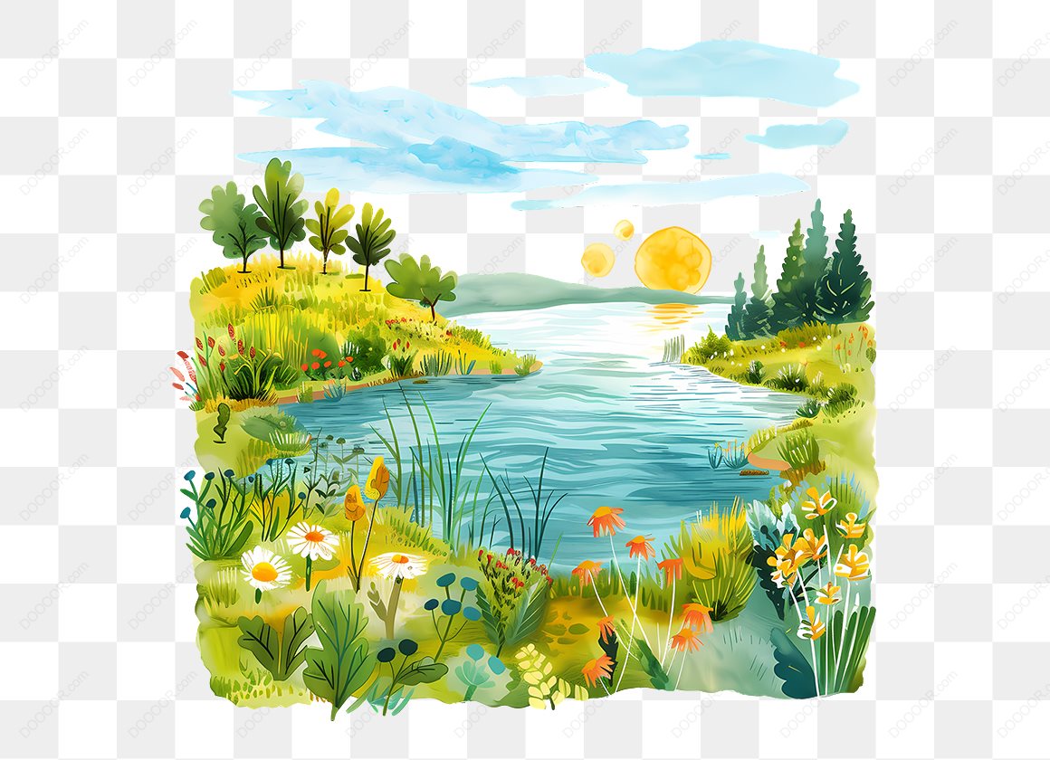 13893_湖泊与草地风景画.jpg