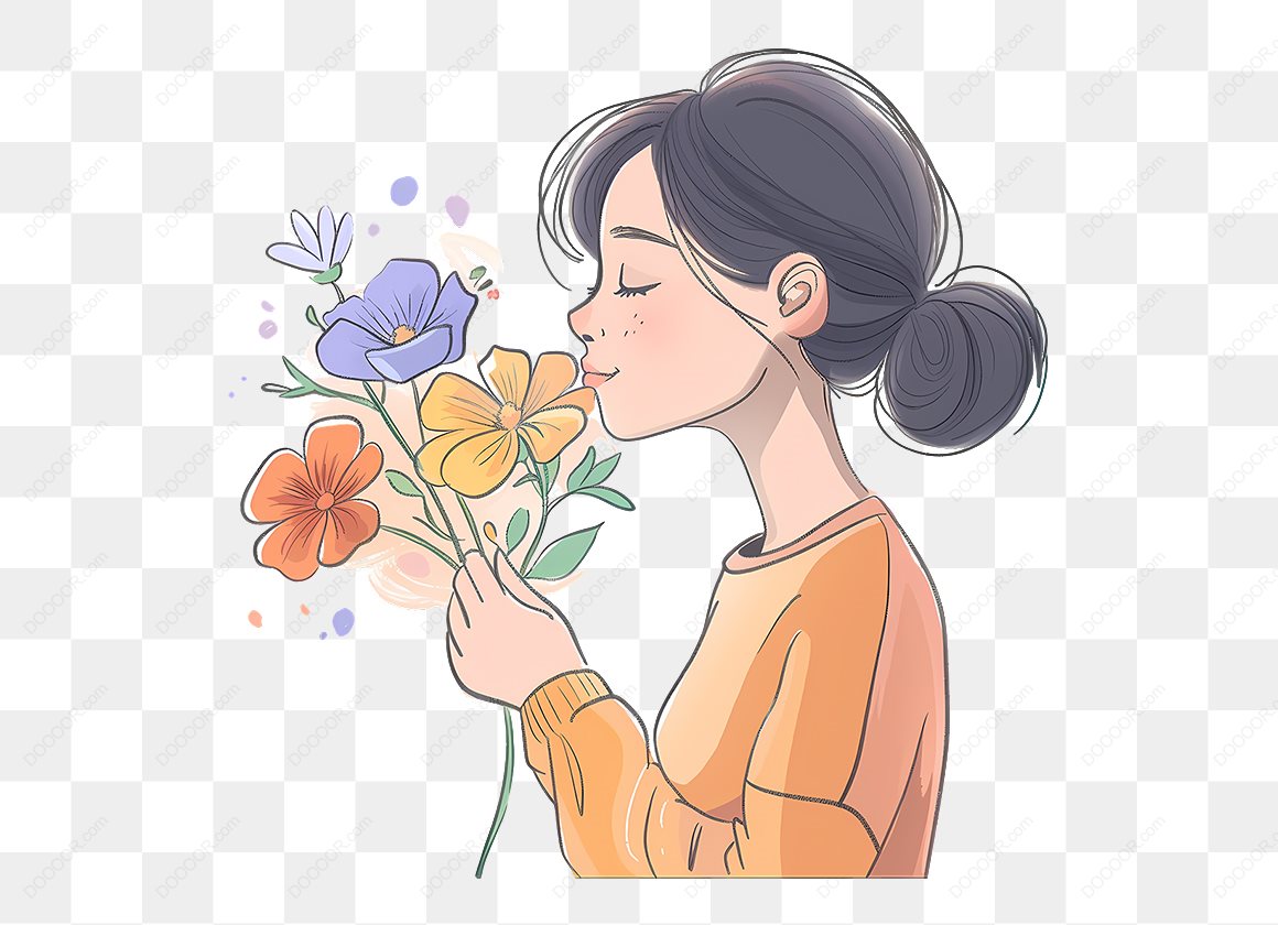 14136_女孩闻花插画-1.jpg