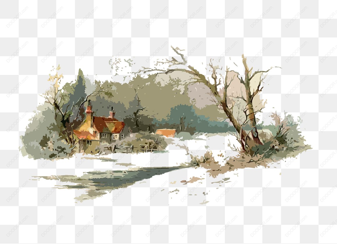 15208_冬季乡村小屋风景画.jpg