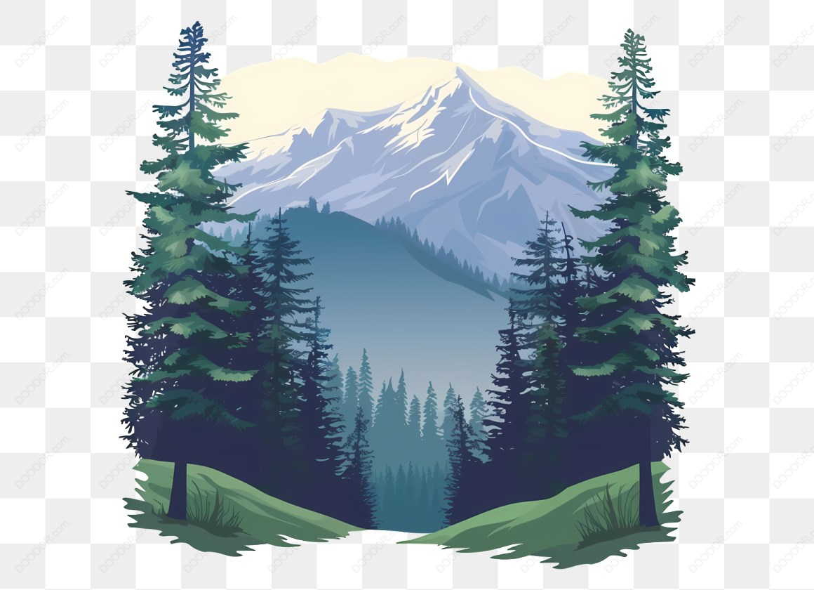 17006_森林和雪山风景插画.jpg