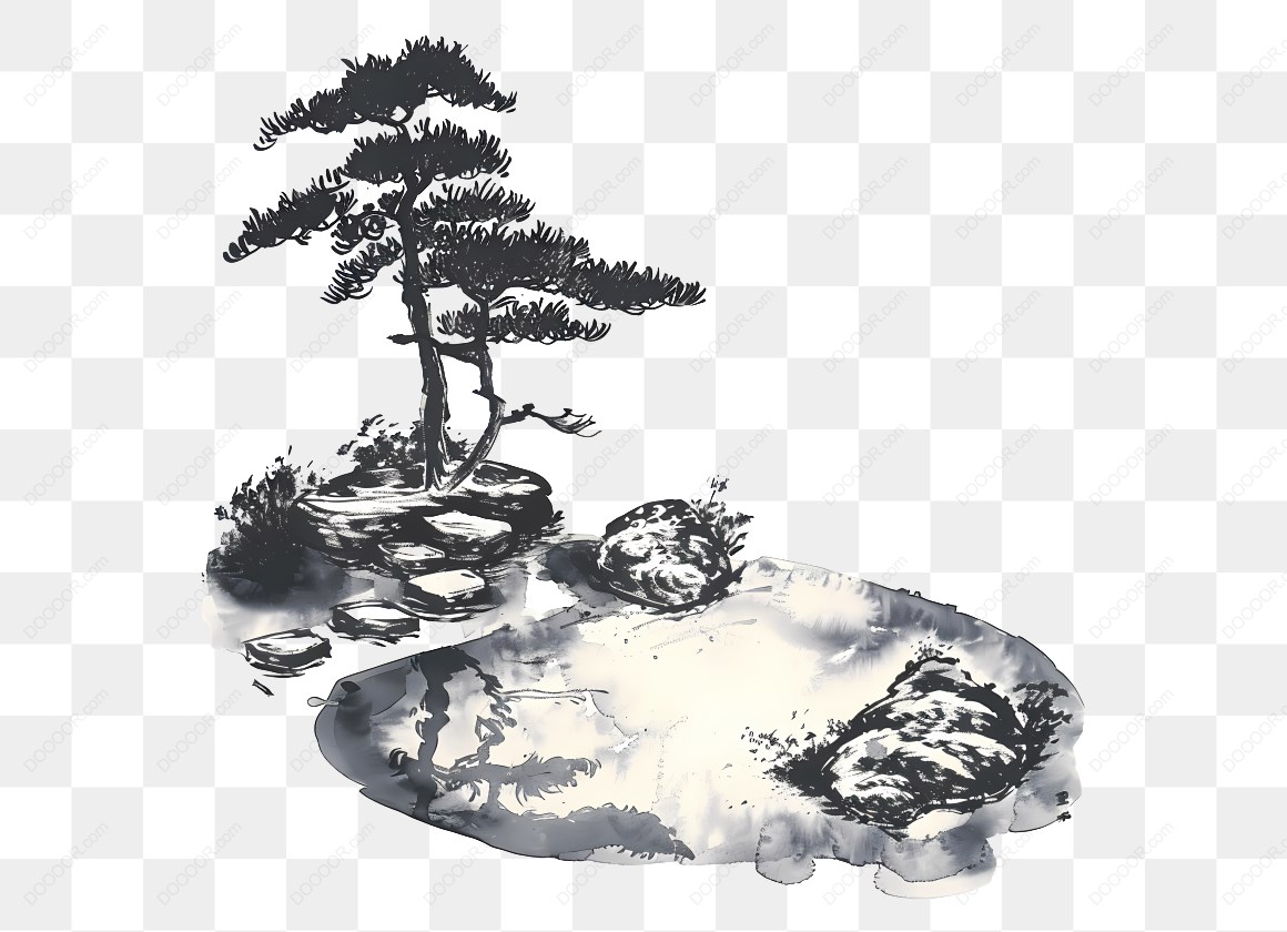 10351_水墨风格的树和石头.jpg