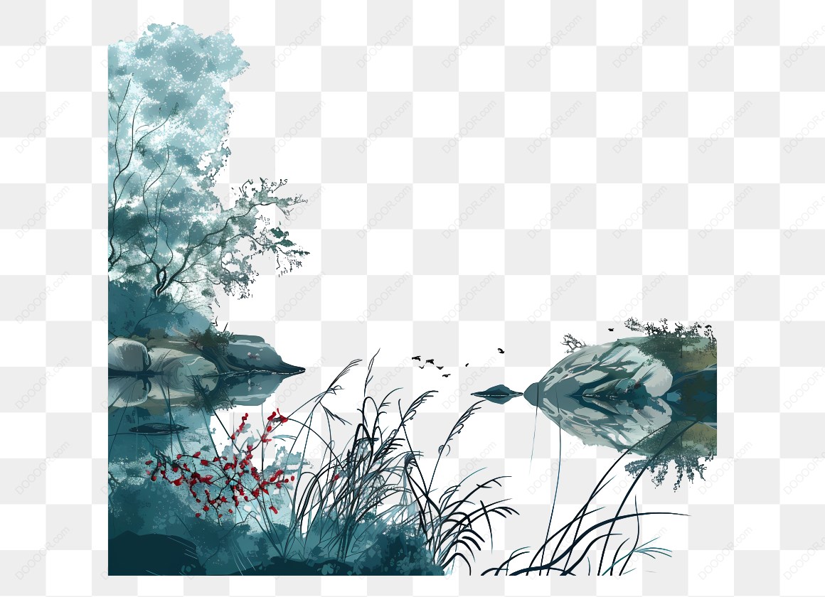 10372_水墨风景画-湖边植物.jpg