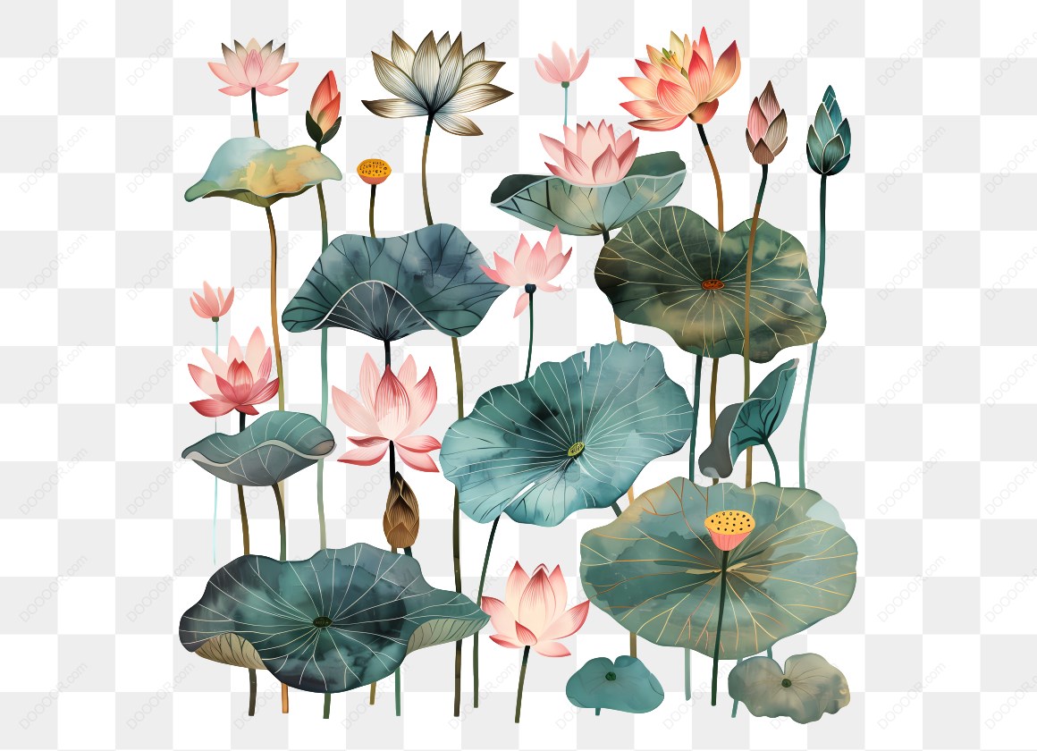 10376_荷花和荷叶插图.jpg