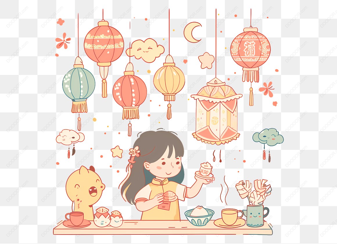 10390_女孩与灯笼和茶.jpg