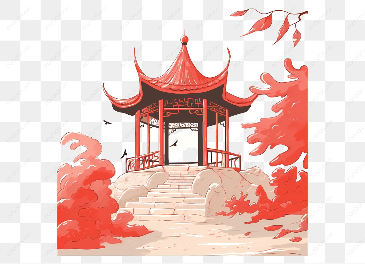 11057_红色中式凉亭插画.jpg
