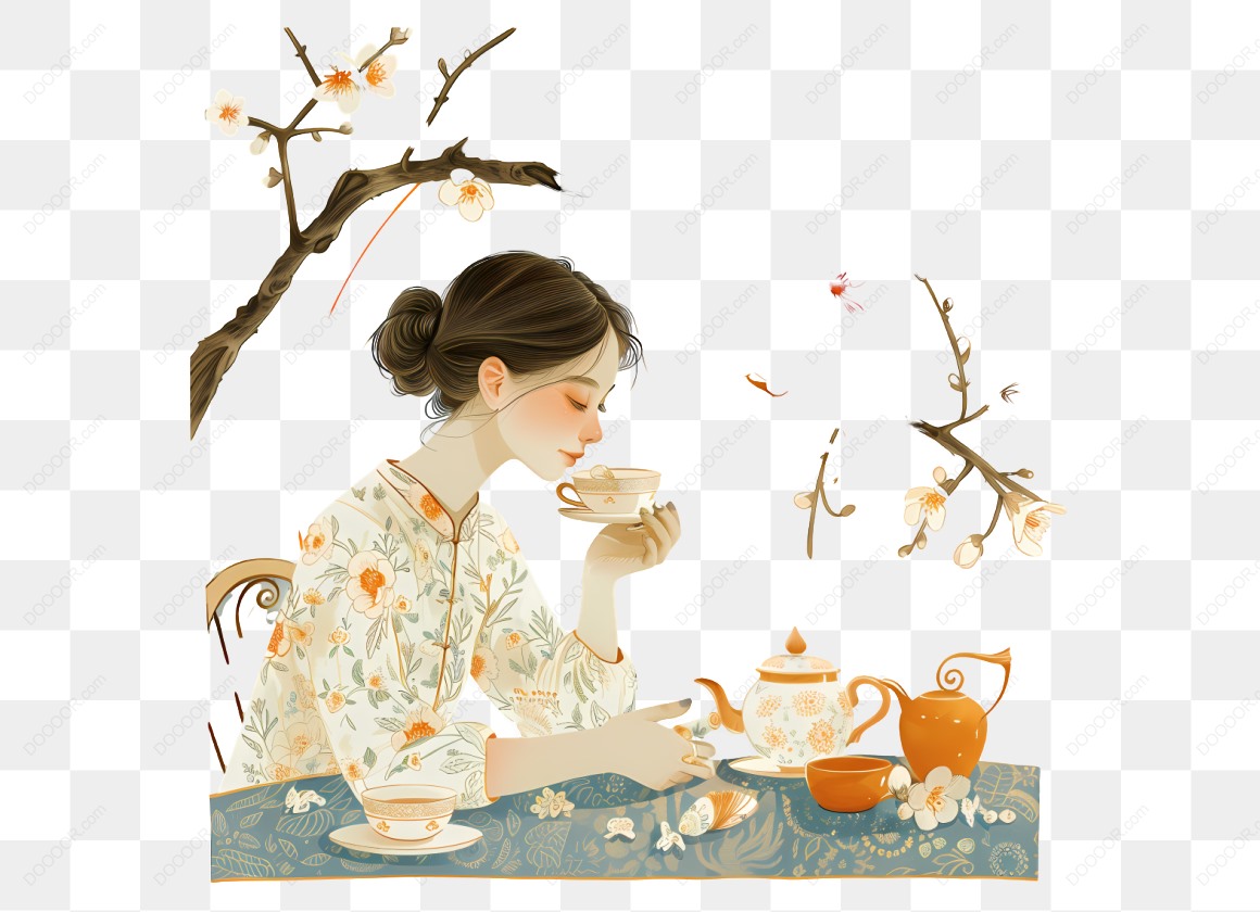 12283_女子喝茶插画.jpg