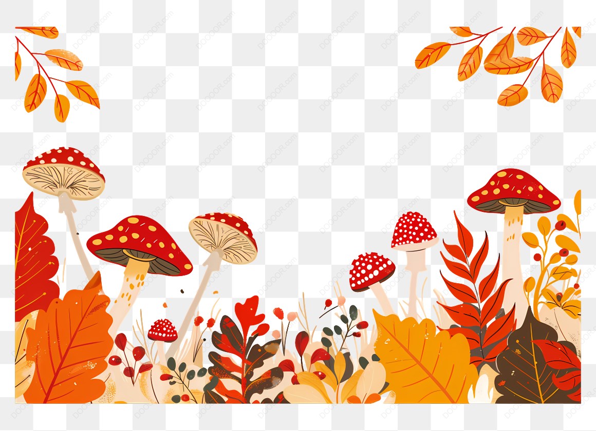 12314_秋季蘑菇和树叶插图.jpg
