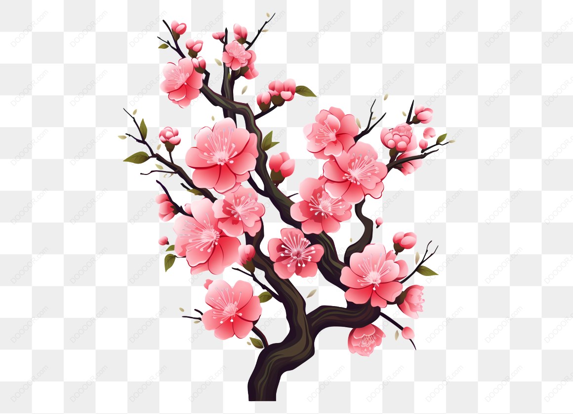 12673_粉色梅花樱花树枝插图_3.jpg