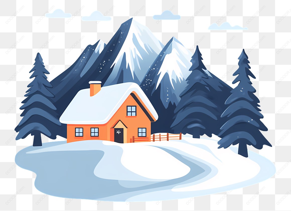 12828_雪山下的小屋和树木.jpg