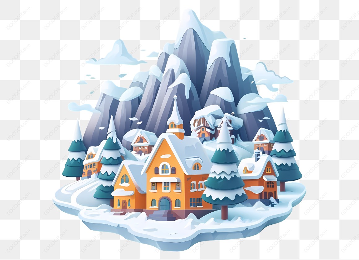 12874_冬季雪山村庄插画.jpg