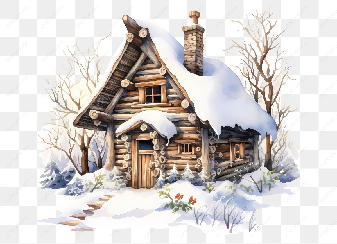 12897_雪中的小木屋插画.jpg